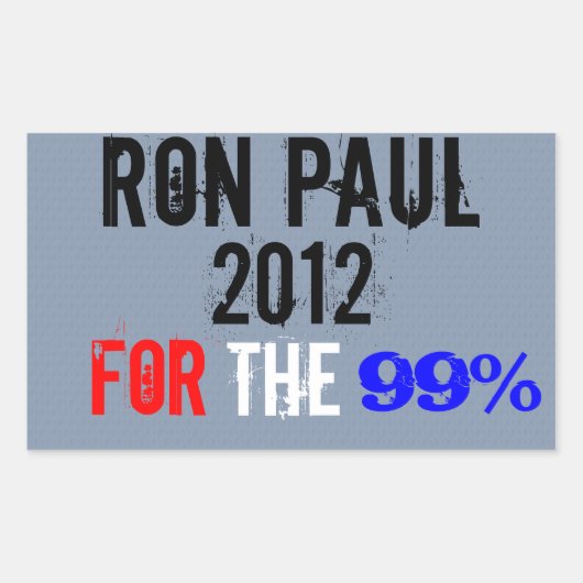 Ron Paul 2012、99%の場合 長方形シール (正面)