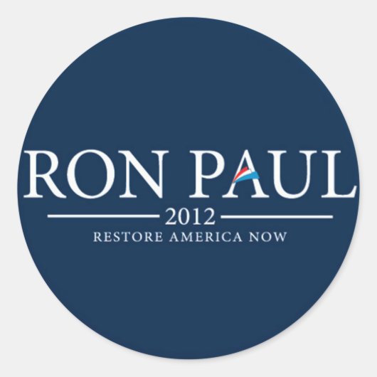 RON PAUL 2012 RESTORE AMERICA NOW STICKER ラウンドシール (正面)