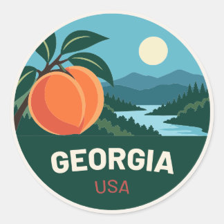 Rond Georgia USA – Vintage Travel Sticker ラウンドシール