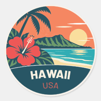 Rond Hawaii USA – Vintage Travel Sticker ラウンドシール