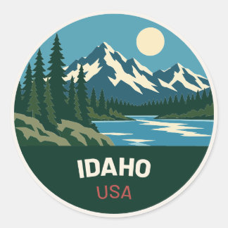Rond Idaho USA – Vintage Travel Sticker ラウンドシール