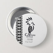 Rond, Très grand : 7,6 cm Cagou Style 缶バッジ (正面&裏面)