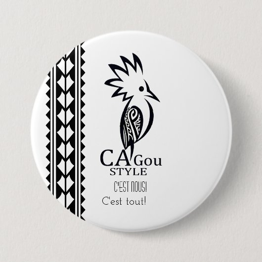 Rond, Très grand : 7,6 cm Cagou Style 缶バッジ (正面)