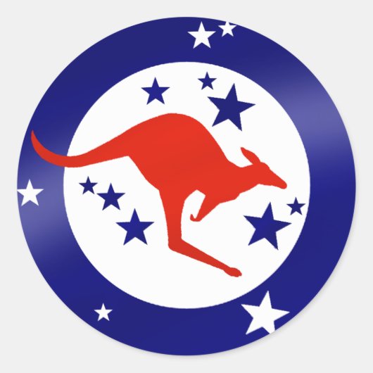 RooステッカーOz stars Australian Kangaroo ラウンドシール (正面)