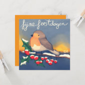 Roodborstje, fijne Feestdagen カード (正面/裏面インサイチュ)