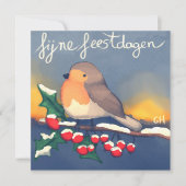 Roodborstje, fijne Feestdagen カード (正面)