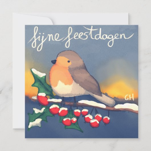 Roodborstje, fijne Feestdagen カード (正面)