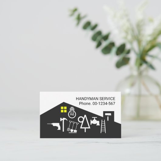 Roof Building With Handyman Tools 名刺 (スタンド正面)