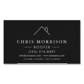  Roofer Black Silver Modern Roofing Company マグネット名刺 (正面)