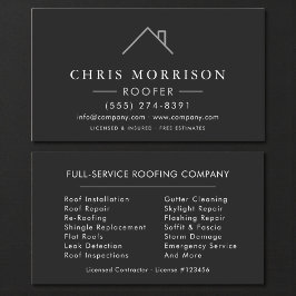  Roofer Black Silver Modern Roofing Company 名刺