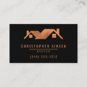 Roofer QR Code Roofing Business Black Copper 名刺 (正面)