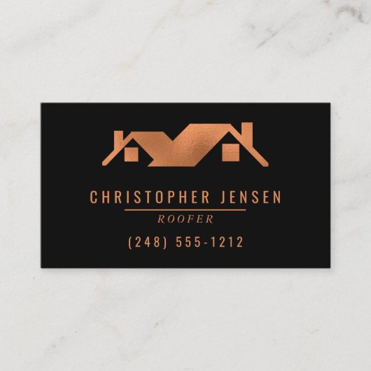 Roofer QR Code Roofing Business Black Copper 名刺 (正面)