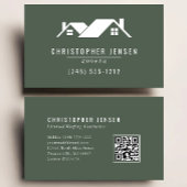 Roofer QR Code Roofing Business Dark Green 名刺