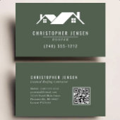 Roofer QR Code Roofing Business Dark Green 名刺