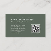 Roofer QR Code Roofing Business Dark Green 名刺 (裏面)