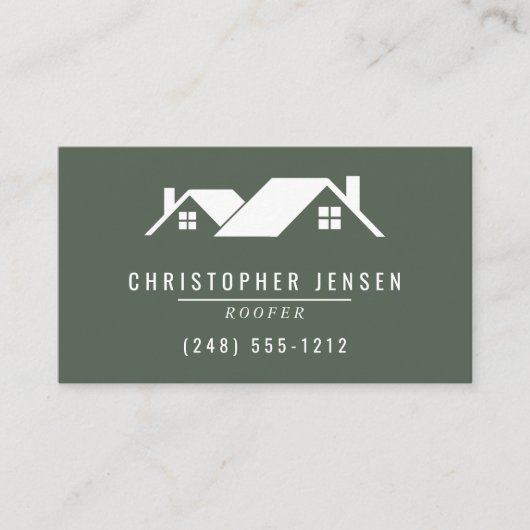 Roofer QR Code Roofing Business Dark Green 名刺 (正面)