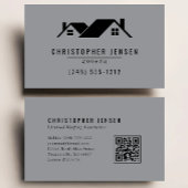 Roofer QR Code Roofing Business Gray Black 名刺