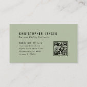 Roofer QR Code Roofing Business Sage Green 名刺 (裏面)