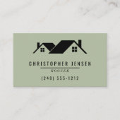 Roofer QR Code Roofing Business Sage Green 名刺 (正面)