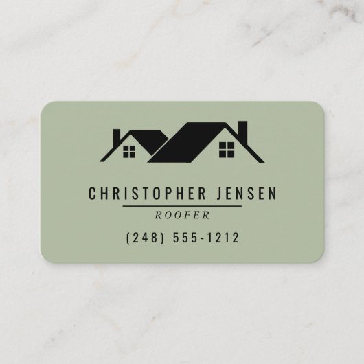Roofer QR Code Sage Green Rounded 名刺 (正面)