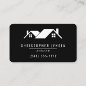 Roofer QR Code Simple Black and White Rounded 名刺 (正面)