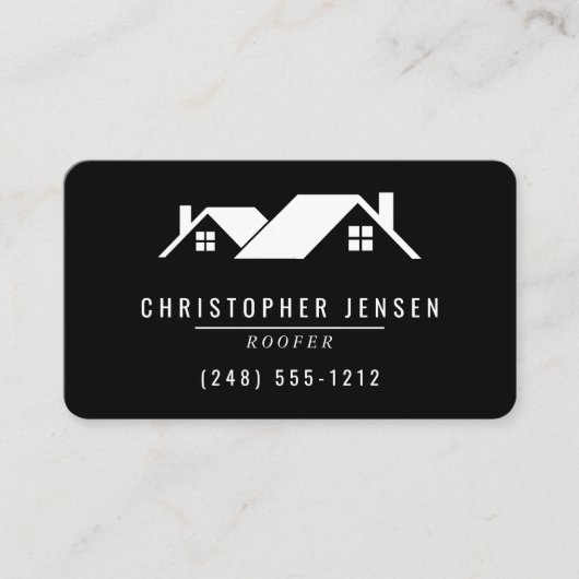 Roofer QR Code Simple Black and White Rounded 名刺 (正面)