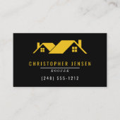 Roofer QR Code Simple Black Yellow 名刺 (正面)