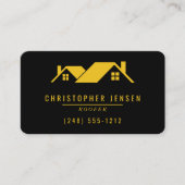 Roofer QR Code Simple Bold Black Yellow Rounded 名刺 (正面)