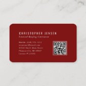 Roofer QR Code Simple Burgundy Rounded 名刺 (裏面)