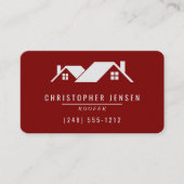 Roofer QR Code Simple Burgundy Rounded 名刺 (正面)