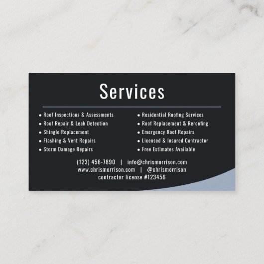 Roofer Roofing Professional 名刺 (裏面)