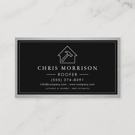 Roofer Roofing Service QR Code Contractor 名刺 (正面)