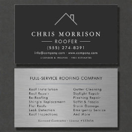  Roofer Silver Metallic Modern Roofing Company 名刺