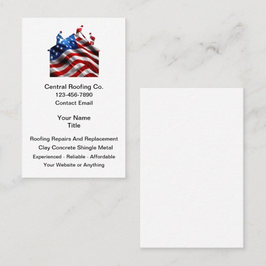 Roofing And Construction Patriotic Theme 名刺 (正面/裏面)