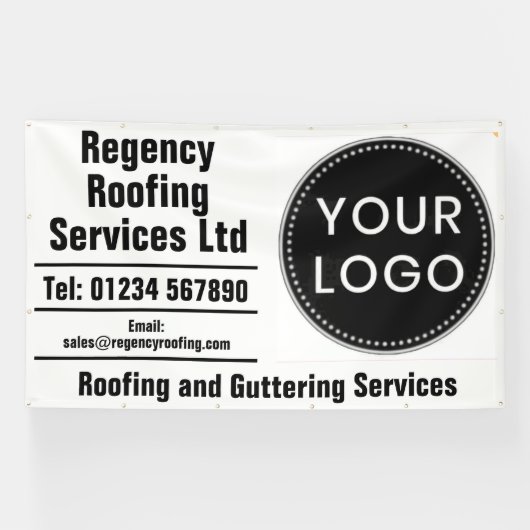 Roofing and Guttering Repairs Banner with Logo 横断幕 (横)