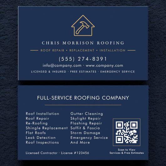 Roofing Company Contractor QR Code 名刺