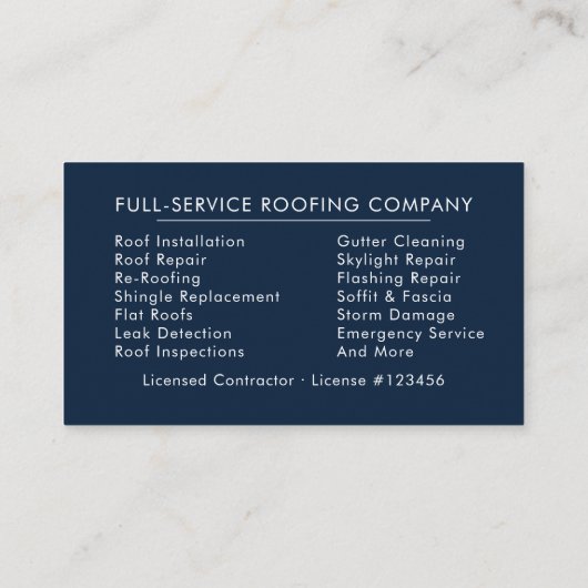 Roofing Company | Custom Logo Services 名刺 (裏面)