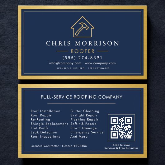 Roofing Construction Service QR Code 名刺