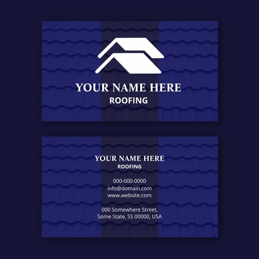 Roofing Contractor Professional Royal Blue Shingle 名刺