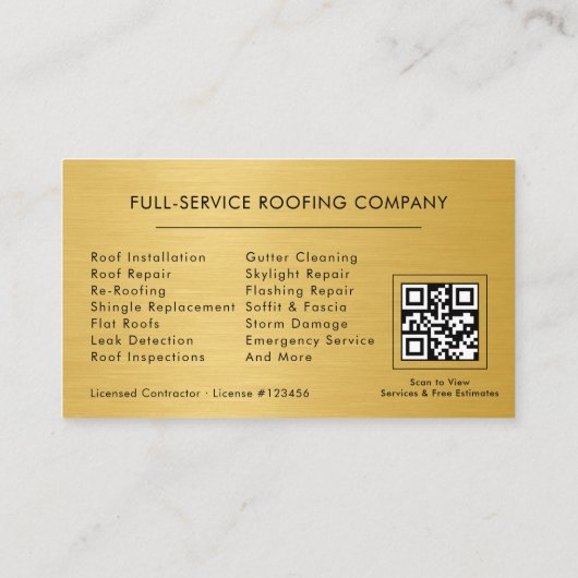 Roofing Professional Navy Blue QR Code 名刺 (裏面)
