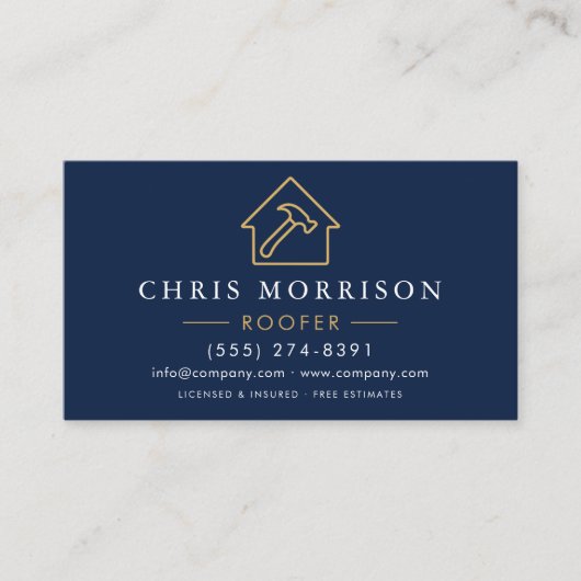 Roofing Professional Navy Blue QR Code 名刺 (正面)