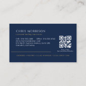 Roofing QR Code Roofer Company Navy Blue Gold 名刺 (裏面)