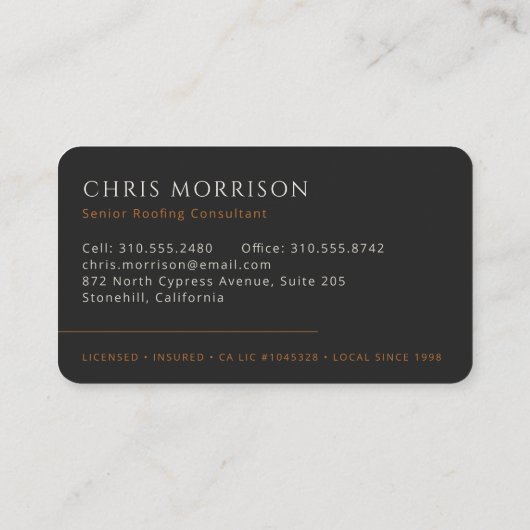 Roofing Roofer Construction 名刺 (裏面)
