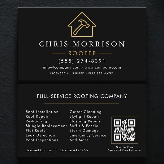 Roofing Roofer Contractor QR Code 名刺