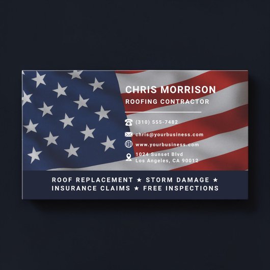 Roofing Roofer Patriotic Professional 名刺