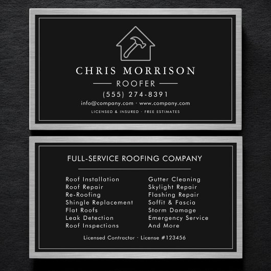 Roofing Service Roofer House Hammer Professional 名刺