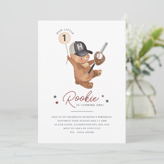 Rookie 1st Birthday Bear写真 招待状 (スタンド正面)