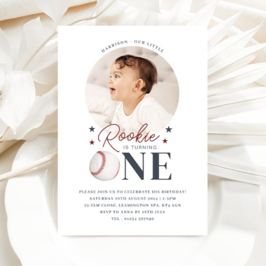 Rookie 1st Birthday - One Round Photo招待状 招待状
