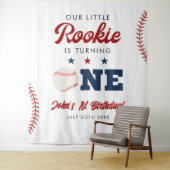 Rookie Baseball 1st Birthday Photo Backdrop タペストリー (インサイチュ)