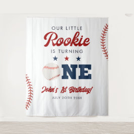 Rookie Baseball 1st Birthday Photo Backdrop タペストリー